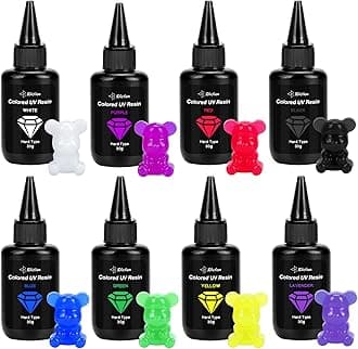 JDiction UV Resin Kit - 8 Colors, 240g Odorless Hard Rainbow Colored UV Resin for Jewelry Making, Casting and Coating, Crafts and Decoration