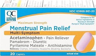 Maximum Strength Mentrual Pain Relief, Multi Symptom Pain Relief Caplets, Cramps, Headache, Bloating, Backache & Irritability, 20 Count Package