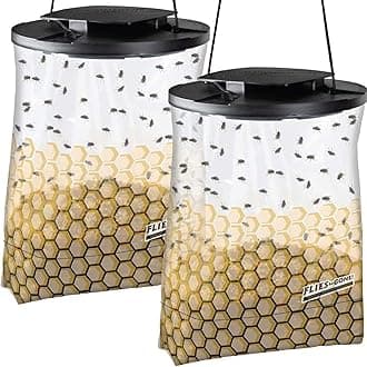 Flies Be Gone Fly Trap - Disposable Non Toxic Fly Catcher -Made in USA - Natural Bait Trap for Patios, Ranches, Outdoor Environments - Easy to Use Outdoor, Keeps Flies from Coming Indoors