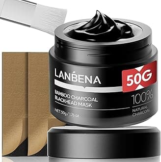 LANBENA 3.0 Bamboo Charcoal Blackhead Remover Mask, 50g/1.76 oz, 120+ pcs Nose Pore Strips, Peel off Face Mask Whiteheads Cleanser Strawberry Nose Purifying, with Amazonian White Clay