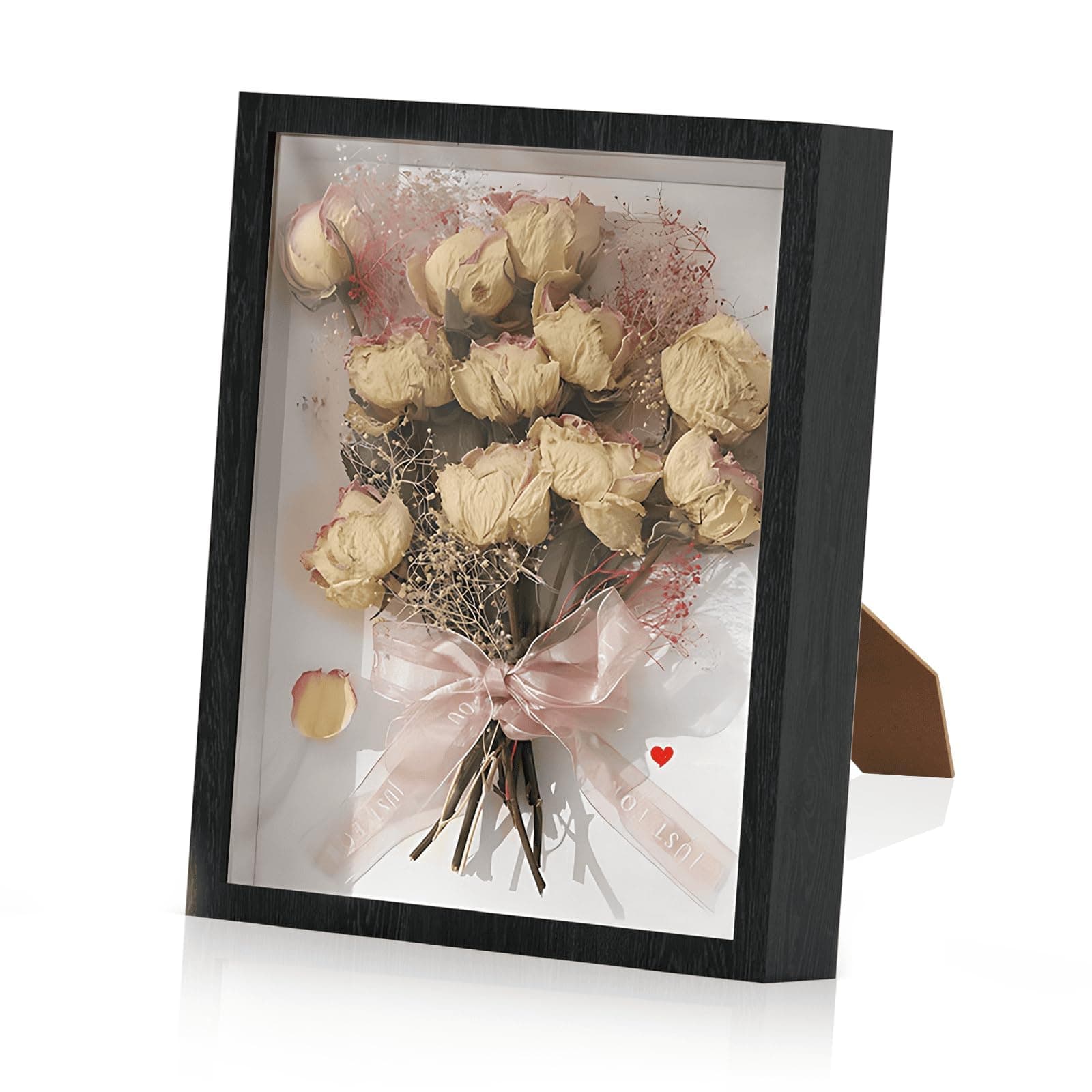 Shadow Box Frame Display Cases, 8x10 Inch Deep Shadowbox Dried Flower Picture Frame, Wood Display Shadow Box Frame, Black (1 Pack)