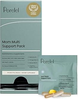 PerelelMom Multi Support Pack - Postnatal Vitamins for Women to Support Post Partum, Breastfeeding + Early Motherhood* - Gluten, Soy and Dairy-Free Non-GMO (30 Daily Pill Packs)