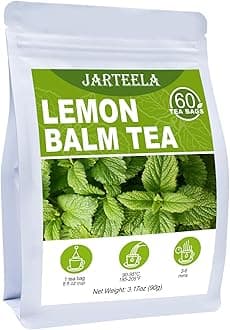 Lemon Balm Tea Bag, 1.5g x 60 Count - Natural Melissa Officinalis - Pyramid Herbal Lemon Balm Tea Bags for Digestion - Non-GMO - Caffeine-Free Tea