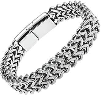 Sponsored Ad - Pure Titanium Steel Bracelet Collection, Size 7 to 9 inch for Men & Boys
