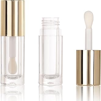 COSIDEA 50pcs Empty Round Gold 6ml big doe foot wand lip gloss tubes for DIY lipgloss lipgloss tubes containers with thick wand, Gold