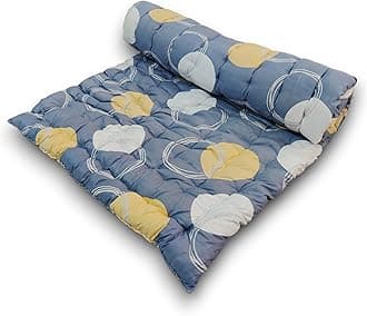 Soft Cotton Foldable Mattress - Lightweight, Firm Single Gadda | 3D Design Print, 72x36 Inches (3x6 ft) | Portable for Picnic, 1 Sleeping Capacity (Grey White Mattress)