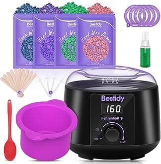 Waxing Kit Wax Warmer, Bestidy Digital Wax Kit with Hard Wax Beads for Women and Men,for Whole Body Brazilian Bikini Legs Facial Eyebrow Armpit Hair Removal