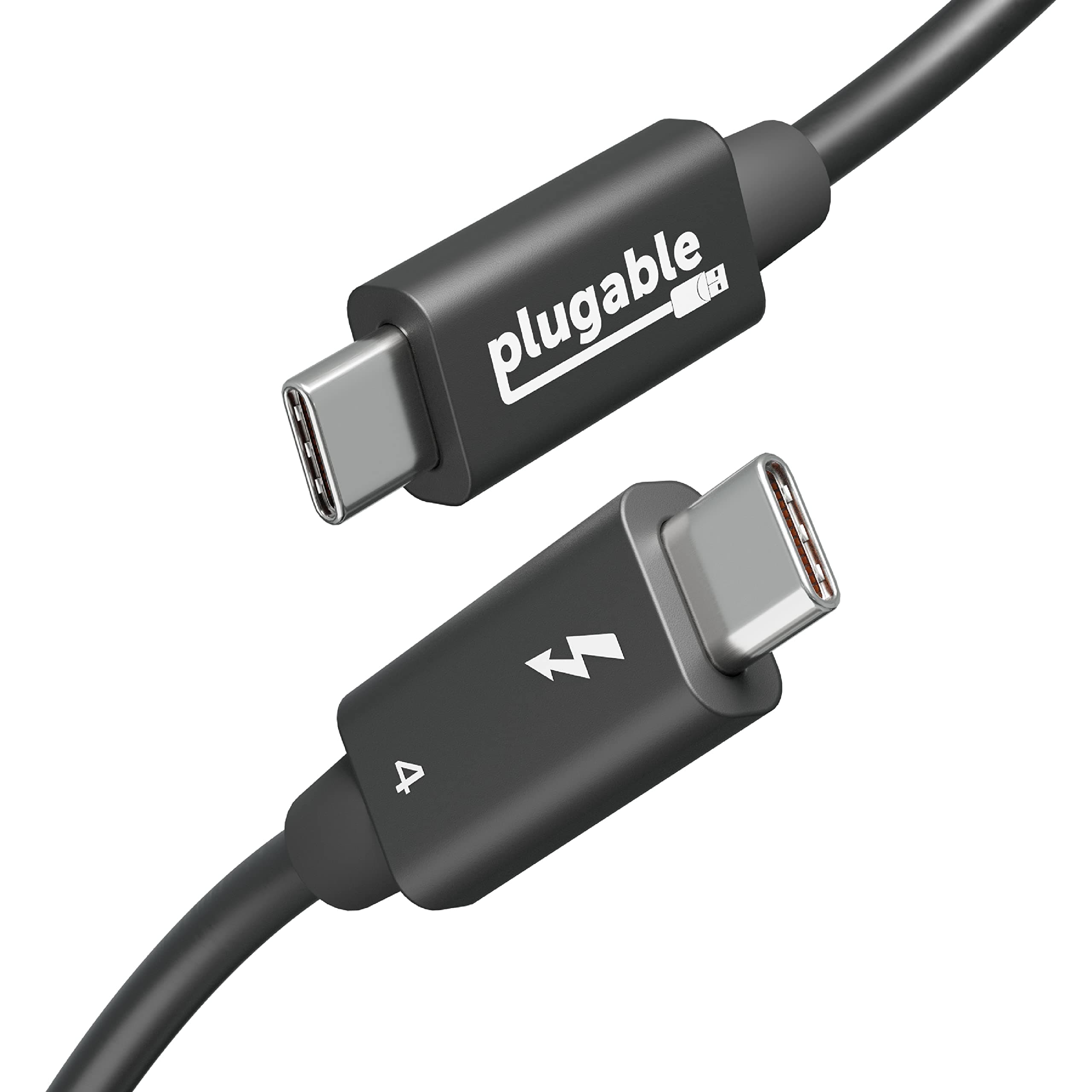 Plugable Thunderbolt 4 Cable 40Gpbs 240W Rechargeable 1m [Thunderbolt Certified] 1 x 8K Monitor, 2 x 4K Monitors, USB4 Thunderbolt 3 USB-C Compatible