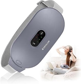 Portable Cordless Heating Pad Cramps: 6 Heat Levels and 6 Massage Modes,3S Fast Heating,Period Menstrual Electric Heating Pad for Back Pain Relief,Gifts for Women and Girls (Grey)