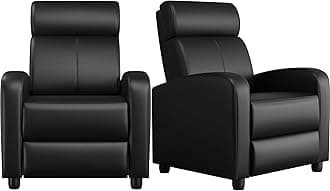Yaheetech 2-Seat Reclining Chair Leather Recliner Sofa Modern Chaise Couch Lounger Sofa for Living Room Home Theater Black
