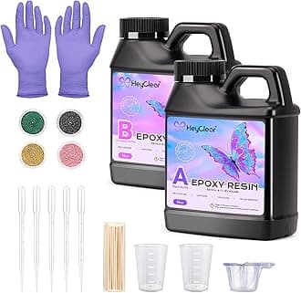 Epoxy Resin Kit 32 oz Crystal Clear, Hard Upgraded 2 Part Epoxy and Hardener for Casting Coating, Jewelry Making, DIY Crafts Art (16oz + 16oz)