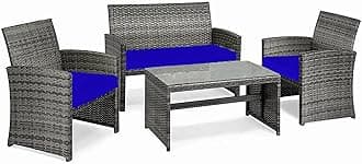 iSTYLE MODE BETTER HOME CHOICE 3 Pieces Replacement Cushions Set For Rattan Chairs Sofa Patio Garden Outdoor Furniture Water Resistant Patio Padding Lightweight and Durable (Royal Blue)