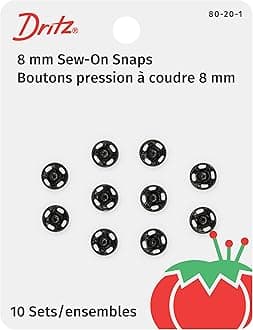 Dritz 80-20-1 Sew-On Snaps, Black, Size 2/0 10-Count