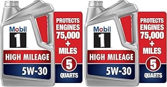 Mobil 1 High Mileage Full Synthetic Motor Oil 5W-30, 5 Quart (Pack of 2)