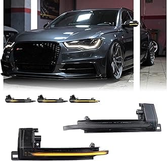 2 PCS Sequential Dynamic LED Side Mirror Turn Signal Lights for Au-di A4 A5 B8 S4 S5 Q3 A6 C6 S6, Audi Accessories Clear Lens Turn Signal Indicator Lamp