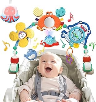 Musical Baby Stroller Arch, Travel Car Seat Toys, Baby Play Arch Crib Accessory, Mobile for Bassinet, Pram Activity Arch Bar for Babies Infants