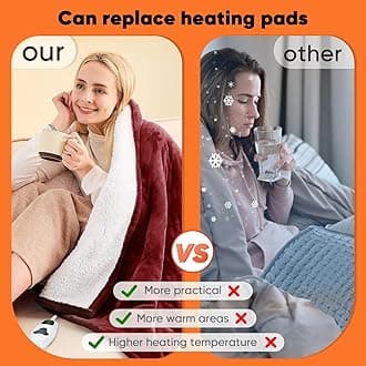 greenoak Heated Blanket Electric Full 72"X84", Heating Blanket with 10 Levels 1/2/4/6/8 Hours Auto-Off, Flannel Sherpa Soft Warm Heater Christmas Blanket,Red