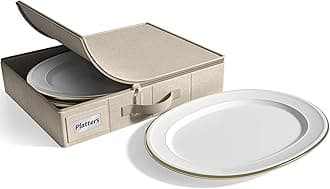 China Storage Containers - Hard Shell, Handles & Felt Dividers - Serving Platter Storage Rack & Organizer - Christmas Platter Storage