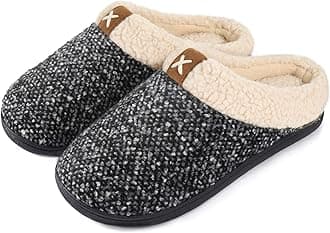 ULTRAIDEASMen's Cozy Memory Foam Slippers with Fuzzy Plush Wool-Like Lining, Slip on Clog House Shoes with Indoor Outdoor Anti-Skid Rubber Sole