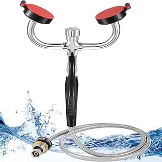 CGOLDENWALL Handheld Eyewash Station Drench Hose Eye Wash Station Eye Face Washing Spray Head, 140mm Drench Hose, Eye Wash Kit for Lab Industrial (Desk Mounted）