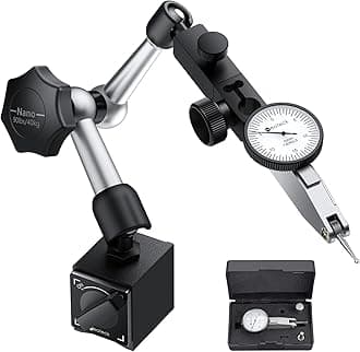 Neoteck Dial Test Indicator with Magnetic Base Stand and Storage Case, 0-0.03"/0.0005" Test Indicator Set with 2 Steel Dovetail Clamps 3/8'' and 5/32'' for Machine Set-Up, Narrow Area Measurement