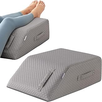 Leg Pillow Elevation Blood Circulation, Leg Wedge for Elevation for Swelling, Leg Elevating Pillow for After Surgery, Memory Foam Foot Knee Pillow for Back Sleeping 24×22×8 Inch Grey
