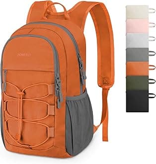 ZOMFELT Hiking Backpack for Women Men, 15L Lightweight Packable Backpacks for Trip, Water Resistant Small Travel Backpack, Foldable daypack for Hiking, Walking, Cycling, Camping, Orange
