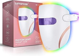 Lumamask LED Light Therapy by Project E Beauty | 7 LED Colors | Anti-Aging Skincare | Reduce Fine Lines & Wrinkles | Skin Tightening | Lightweight & Wireless