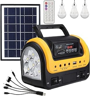 Solar Generator with Panels included,Solar Powered Generator Portable Power Station Lifepo4 with Led Flashlight for Hurricane Supplies (yellow color)