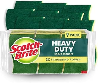 Scotch-Brite Heavy Duty Scrub Sponges, 9 Scrub Sponges, Stands Up to Stuck-on Grime