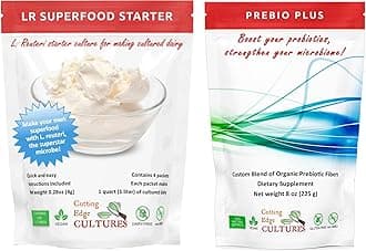 Cutting Edge Cultures LR SuperFood Starter Culture + Prebio Plus L. Reuteri ProBiotic Low and Slow Yogurt Cultured Dairy Lactobacillus Prebiotic Fiber (LR & Prebio Plus)
