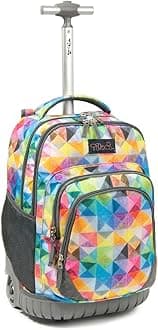 TilamiRolling Backpack Armor Luggage School Travel Book Laptop 18 Inch Multifunction Wheeled Backpack Students, Colorful Plaid, Laptop
