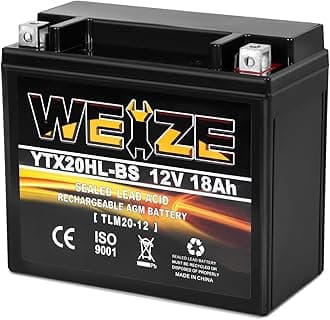 Weize YTX20HL-BS Battery, High Performance - Maintenance Free - Sealed AGM ETX20HL BS Motorcycle Battery