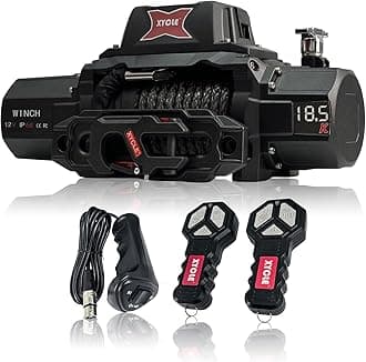 XYCLE18500lbs12V Electric Winch IP68waterproofOff-Road Vehicle Rescue winchs with2wireless Remote Controls and Synthetic Rope Suitable for Towing SUVs,Loggers,Trucks,Trailers,Jeeps,4WD (Dark-Gray)