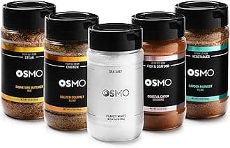 Osmo Seasonings and Sea Salt Bundle By Chef Nick DiGiovanni, Flakey White Sea Salt, Signature Butcher Rub, Golden Gourmet Blend, Coastal Catch Seasoning & Garden Harvest Blend (Pack of 5)