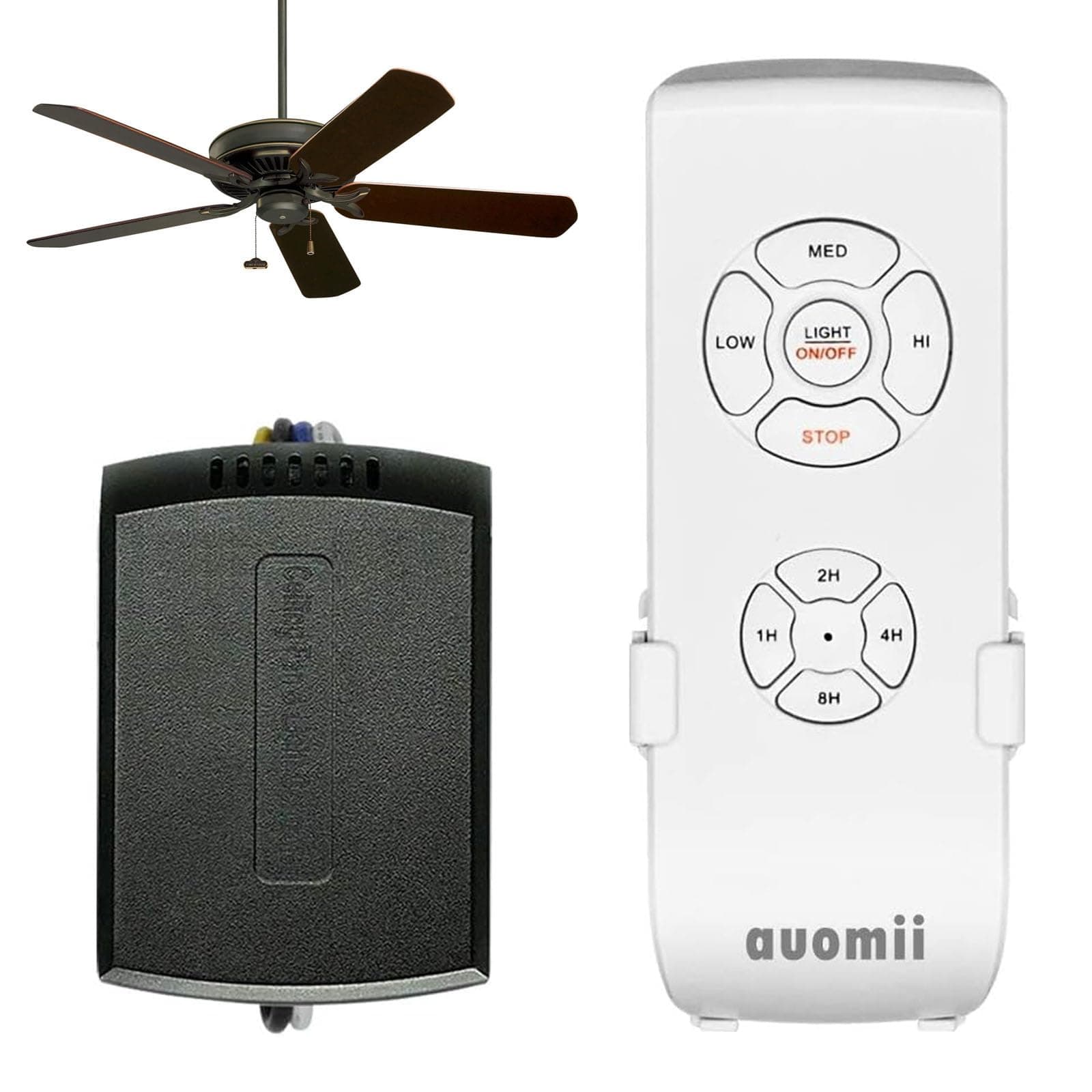 Universal Ceiling Fan Remote Control Kit, Small Size Ceiling Fan Light Remote, Speed, Light & Timing 3 in 1 Wireless Control, for Hunter, Harbor Breeze, Westinghouse, Honeywell,Other Ceiling Fan Lamp