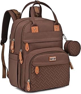 Diaper Bag Backpack - Baby Essentials Travel Tote - Multi Function Water Resistant Diaper Bag, Travel Essentials Baby Bag with Changing Pad, Stroller Straps & Pacifier Case - Unisex, Brown
