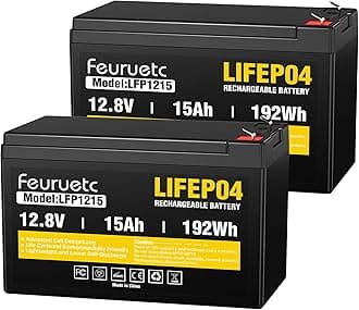 12V 15Ah Deep Cycle LiFePO4 Battery(2 Pack), 3000+ Cycles, Maintenance-Free Battery for Fish Finder, Scooter, Security System, Solar System, UPS etc Rechargeable Lithium Iron Phosphate