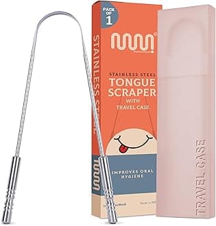 MasterMedi Tongue Scraper with Case Easy to Use Tongue Scraper for Adults, Tongue Cleaner for Oral Care & Hygiene (Single Pack (with Travel Case))
