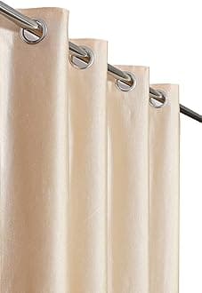 Polyresin Solid Window Pinch Pleat Opaque Curtains, 5 Feet, Beige, Cream, Pack Of 2, Pencil Pleat