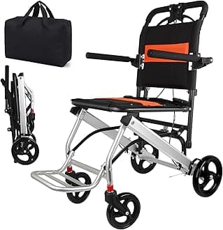 World's Lightest (Only 16lbs) Portable Transit Travel Wheelchair, Folding Transport Wheelchairs for Adults and Seniors Support 220lbs, Lightweight Aluminum Wheelchair for Elderly