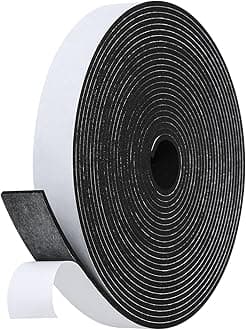 Weather Stripping Door Seal Strip- 1 Inch X 1/8 Inch X 26Feet, Strong Adhesive, Lightproof, Soundproof, Weatherproof Foam Tape Insulation for Sliding Door, Front Door Frame, Windows- Black
