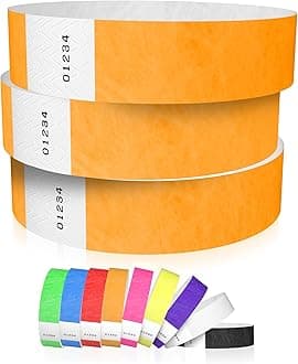 600 WristCo Neon Orange Tyvek Wristbands for Events - Tamper-Proof Design & Fluorescent Color Prevent Reuse Premium-Grade Bracelets for Hospital & Medical ID, Party & VIP Identification