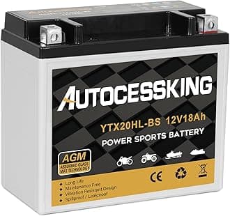 Autocessking YTX20HL-BS Motorcycle Battery, 12V 18AH Rechargeable Maintenance Free Sealed AGM Battery Powersport Replacement Battery for ATV and Scooter