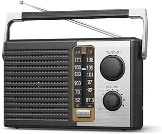 AM FM Radio with Best Reception, Portable Battery Operated Transistor Radios, Headphone Jack, AC Powered, Suit for Senior and Home, Black