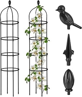 Garden Obelisk Trellis for Climbing Plants Outdoor 6 Ft Rose Bush Round Trellis for Pots Rustproof Metal Plant Flower Trellises for Clematis Vine Jasmine Support Outdoor Indoor