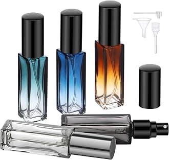 Segbeauty 5 Packs Travel Perfume Bottle Refillable, 10ML Mini Portable Glass Spray Bottles Atomizer, Empty Cologne Sample Dispenser with Funnel and Pipette, Perfume Making Kit Toiletries Container