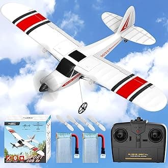 28℃ RC Plane Ready to Fly for Beginners, 2.4Ghz 2-CH Remote Control Airplane RTF for Kids & Adults, Easy to Fly RC Airplane for Kids & Beginners with Gyro Stabilization System & 2 Batteries（Red）