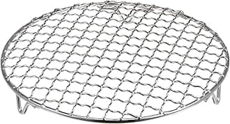 HARFINGTON Round Cooking Rack 8-inch 201 Stainless Steel Cross Wire Barbecue Grill Net with 20mm Legs for Cooking Baking Steaming BBQ