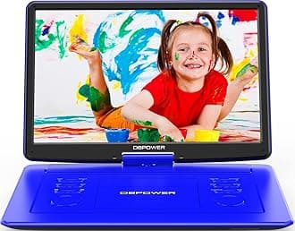 DBPOWER17.9" Portable DVD Player with 15.6" Large HD Swivel Screen, Support DVD/CD/USB/SD Card and Others Multiple Disc Formats, with 6-Hour Built-in Rechargeable Battery, High Volume Speaker, Blue